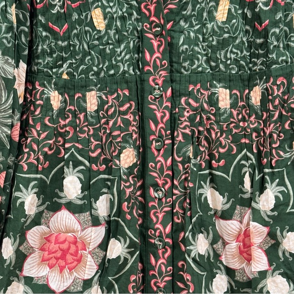 FARM RIO Green Pineapple Garden Long Sleeve Mini Dress - Green Multi - Sz - XL - Picture 6 of 13